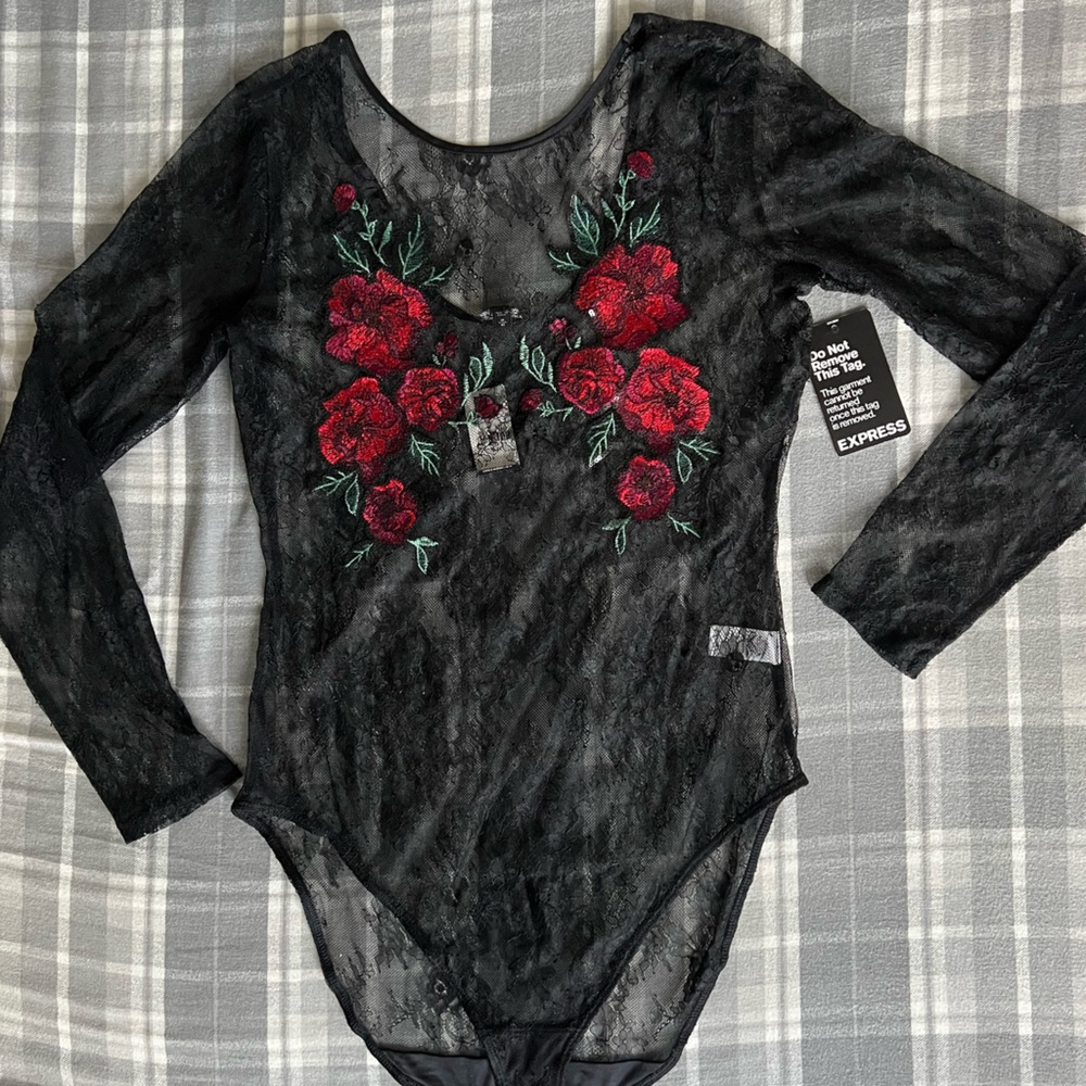Express Black Lace Bodysuit NWT